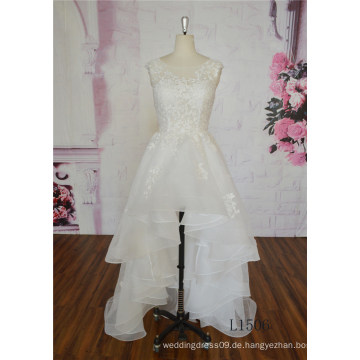 Einzigartige Spitze Brautkleid A-Linie knielangen Hochzeitskleid